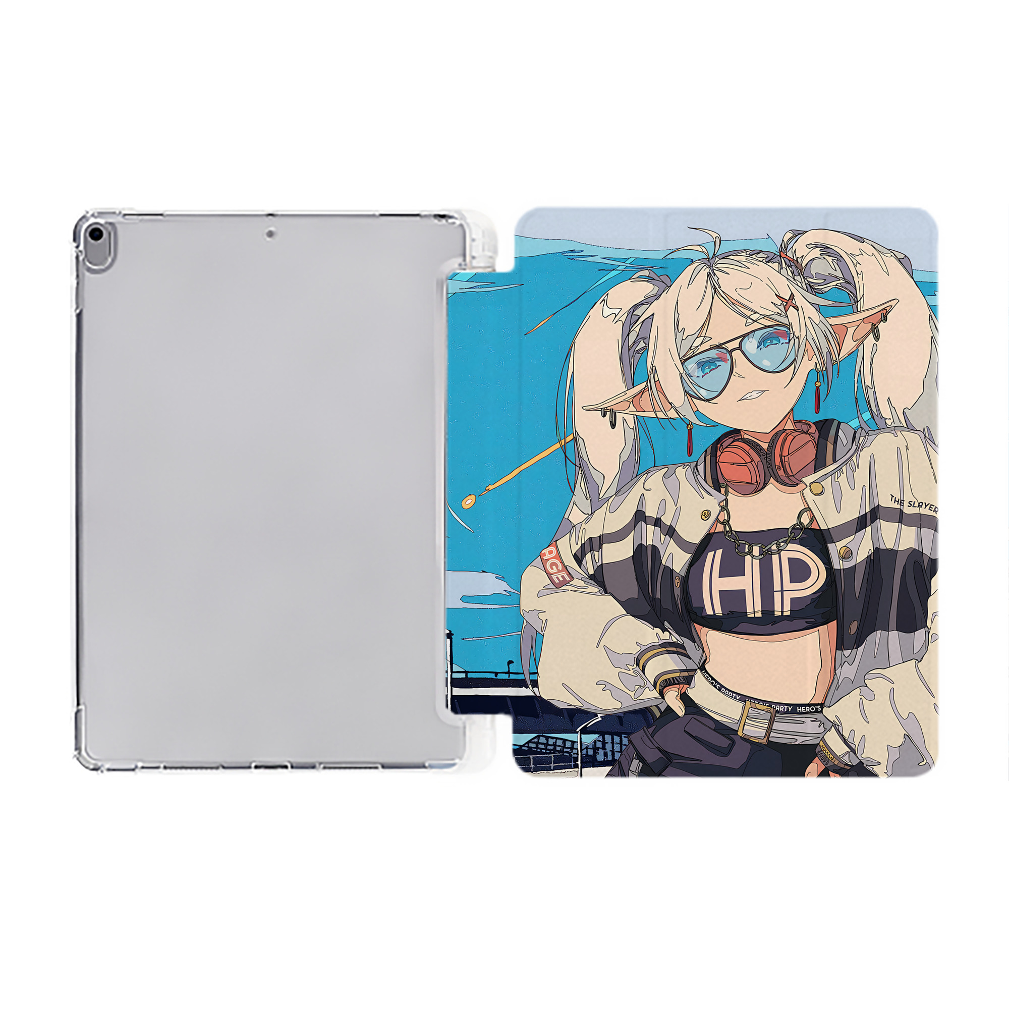 （画像用） 葬送のフリーレン Frieren IPad ケース ペン収納付き 三つ折りスタンド PUレザー×シリコン 対応機種9.5/10.5/10.9インチ
